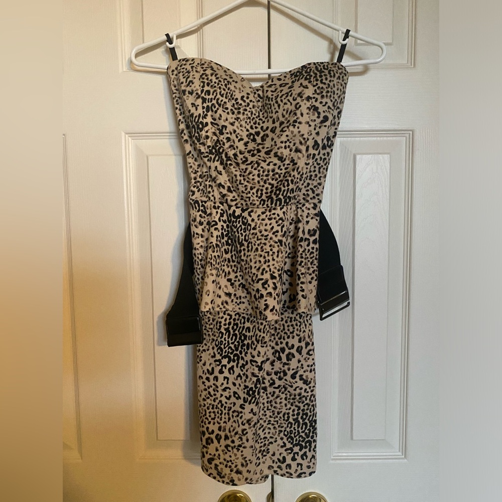 Guess leopard strapless dress